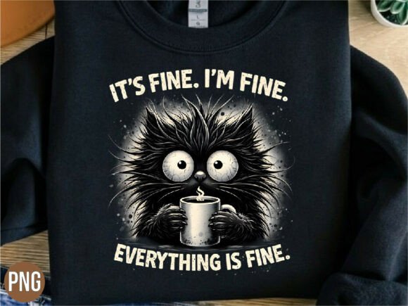 Download It's Fine I'm Fine Cat Mental Health PNG - Mental health png Collection
