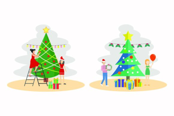 Download Christmas Celebration Tree Vector Set - Premium Resources