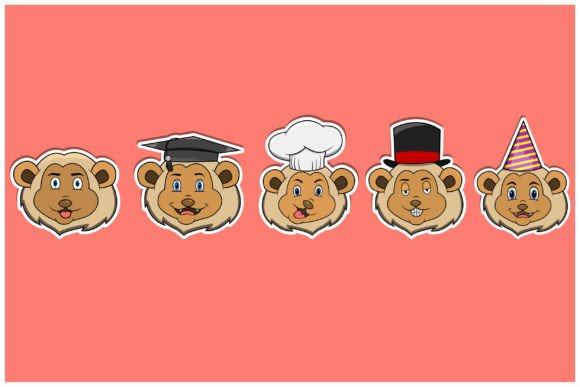 Download Head Lion Animal Sticker Set - Animal sticker Collection