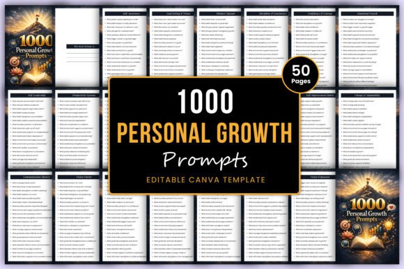Download 1000 Personal Growth Prompts Canva Kdp - Personal growth Collection